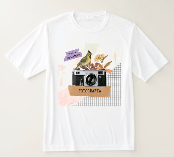 Camiseta Arte Fotografia Modelo Retrô Colagem