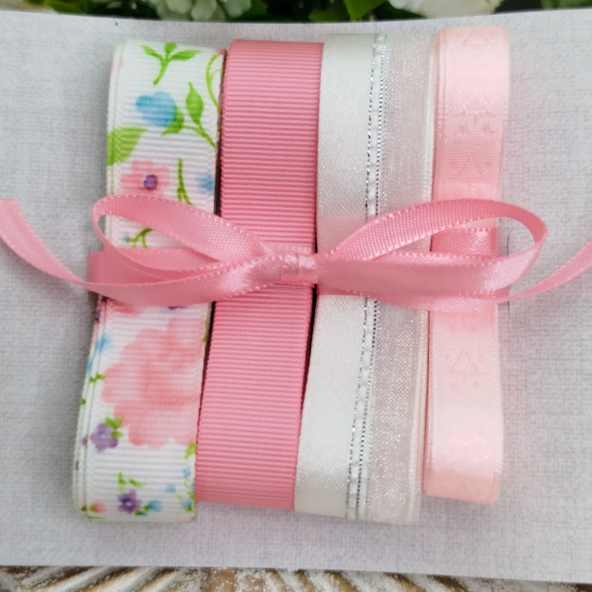 Kit de Fitas Florzinhas Candy Color — Gorgurão, Voil com Cetim e Cetim Rosa - Imagem 5