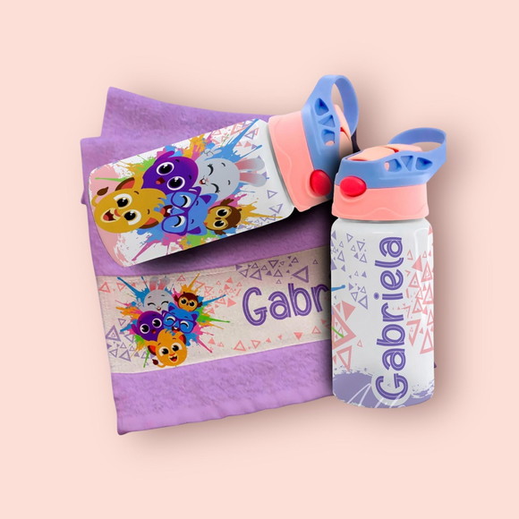 Kit Garrafinha e Toalhinha Personalizada Bolofofo