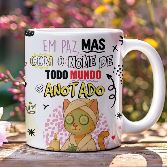 Caneca de Porcelana Gata Engraçadas