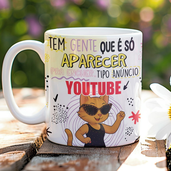 Caneca de Porcelana Gata Engraçadas