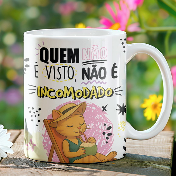 Caneca de Porcelana Gata Engraçadas
