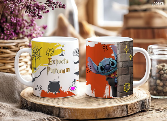Caneca de Porcelana Stitch Harry Potter
