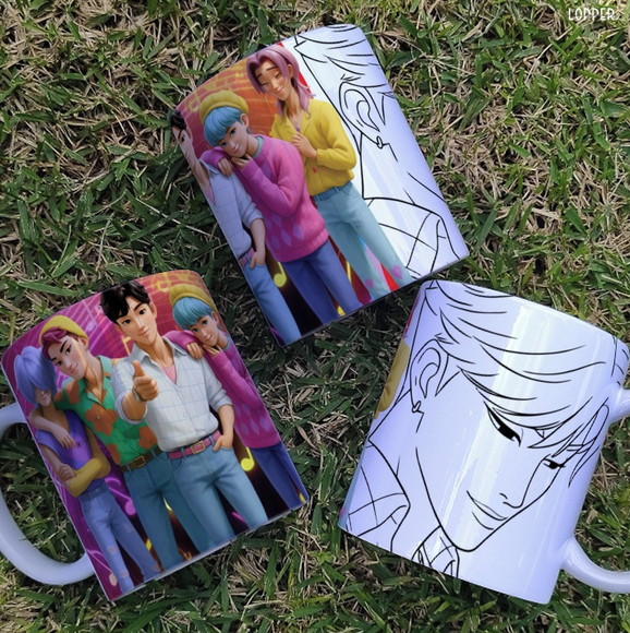 Caneca de Porcelana Guerreiras do K Pop para Pintar