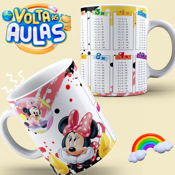 Caneca Personalizada de Porcelana Tabuada Minnei