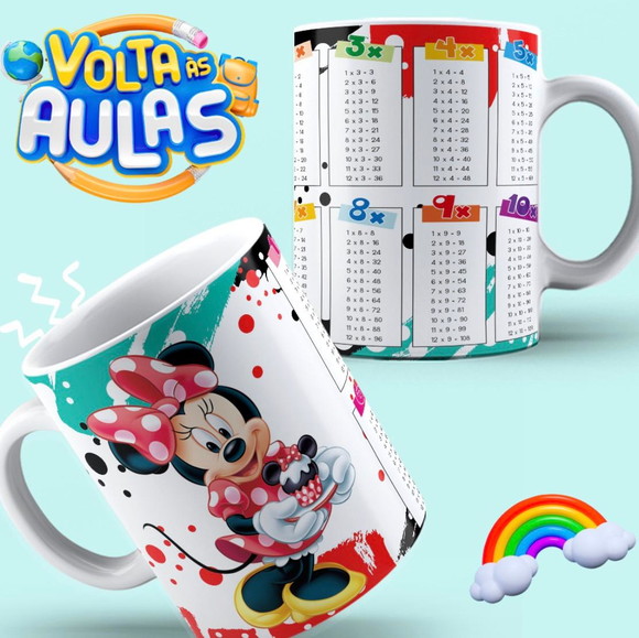 Caneca Personalizada de Porcelana Tabuada Minnei