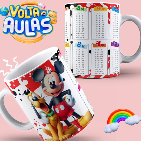 Caneca Personalizada de Porcelana Tabuada Mickey