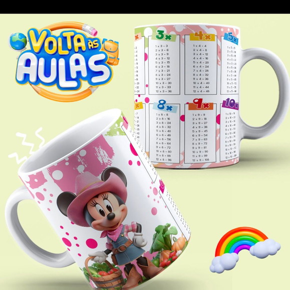 Caneca Personalizada de Porcelana Tabuada Minnei