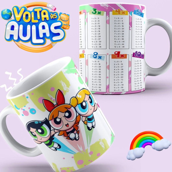 Caneca Personalizada de Porcelana Tabuada Meninas Super Pode