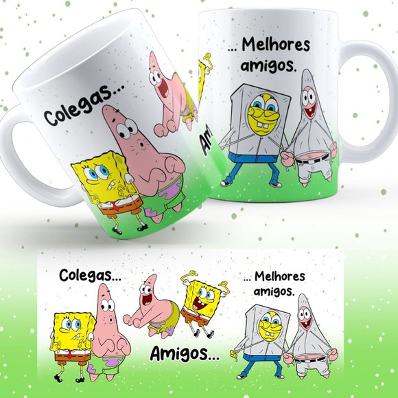 Caneca Personalizada de Porcelana Bob Esponja Engraçada
