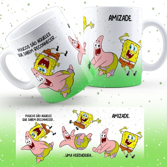 Caneca Personalizada de Porcelana Bob Esponja Engraçada