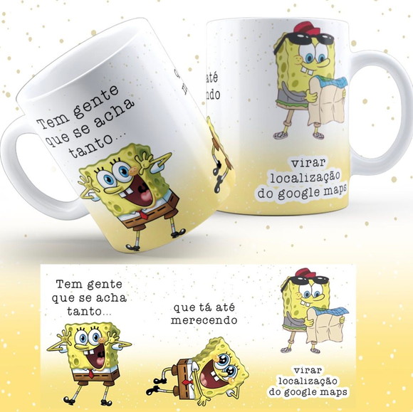 Caneca Personalizada de Porcelana Bob Esponja Engraçada
