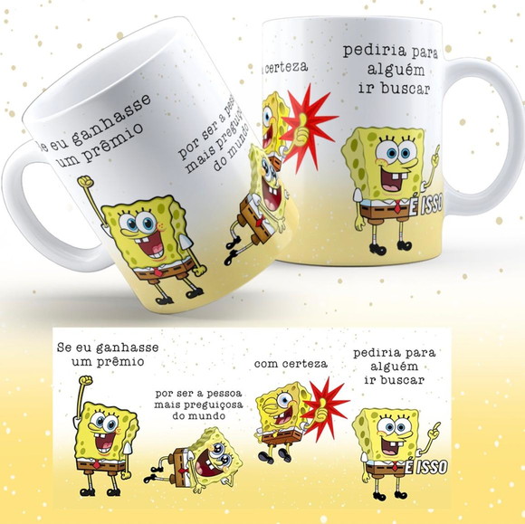 Caneca Personalizada de Porcelana Bob Esponja Engraçada