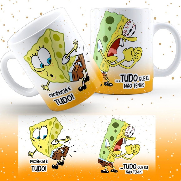 Caneca Personalizada de Porcelana Bob Esponja Engraçada