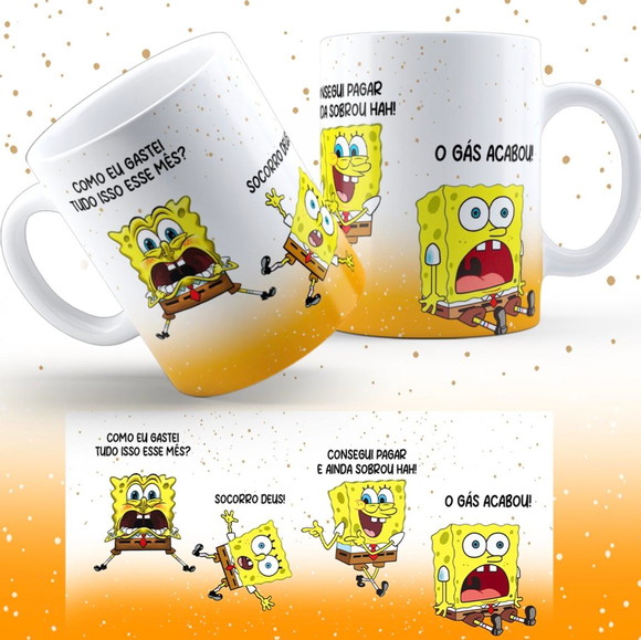 Caneca Personalizada de Porcelana Bob Esponja Engraçada