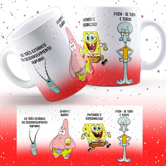 Caneca Personalizada de Porcelana Bob Esponja Engraçada