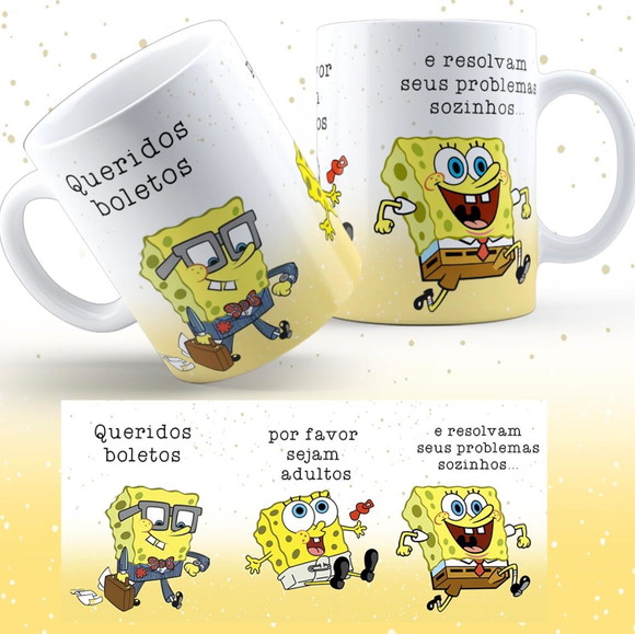 Caneca Personalizada de Porcelana Bob Esponja Engraçada