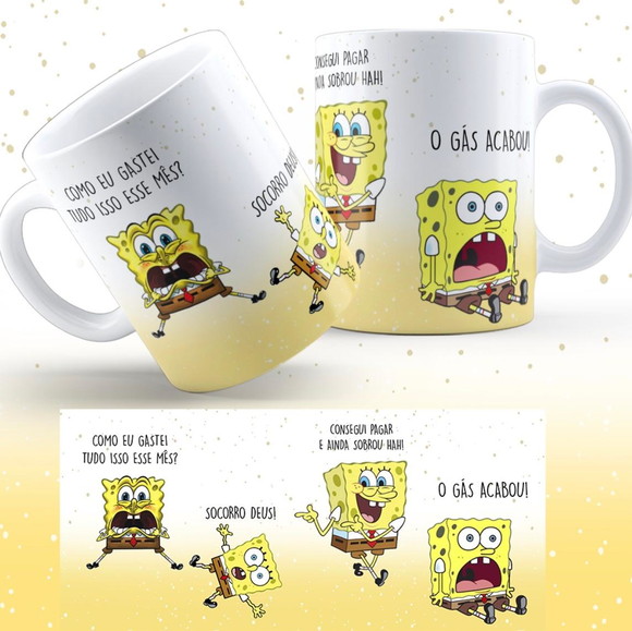 Caneca Personalizada de Porcelana Bob Esponja Engraçada