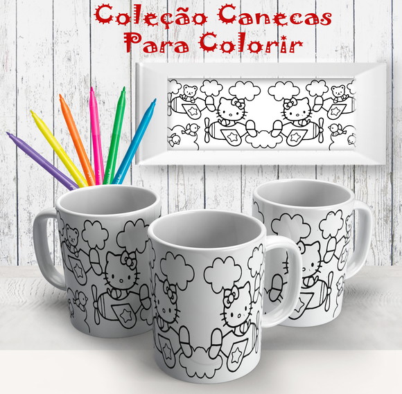 Caneca de Porcelana Hello Kitty para Pintar
