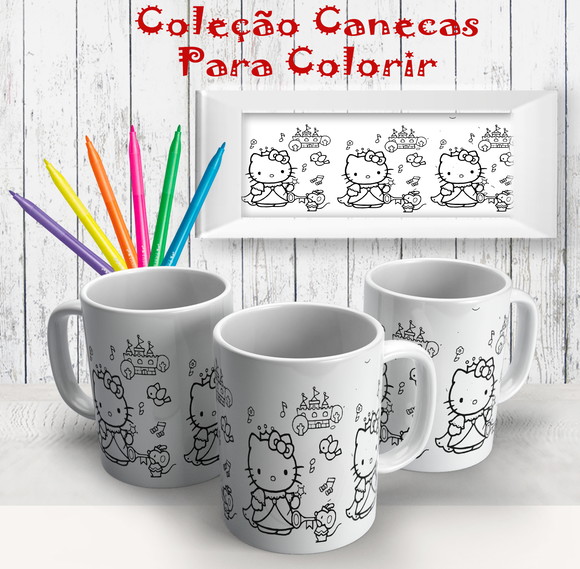 Caneca de Porcelana Hello Kitty para Pintar