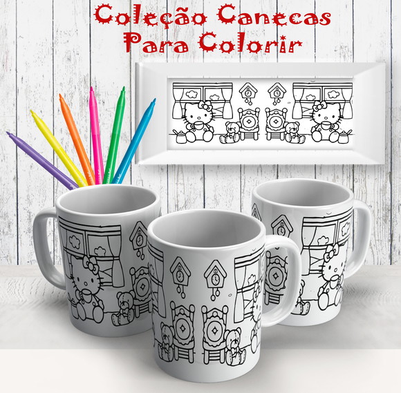 Caneca de Porcelana Hello Kitty para Pintar