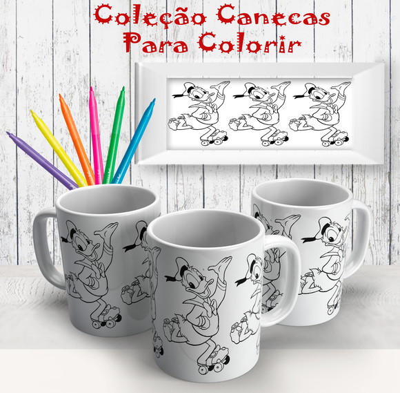 Caneca de Porcelana Pato Donald para Pintar