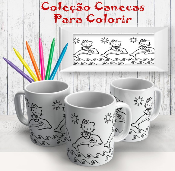 Caneca de Porcelana Hello Kitty para Pintar