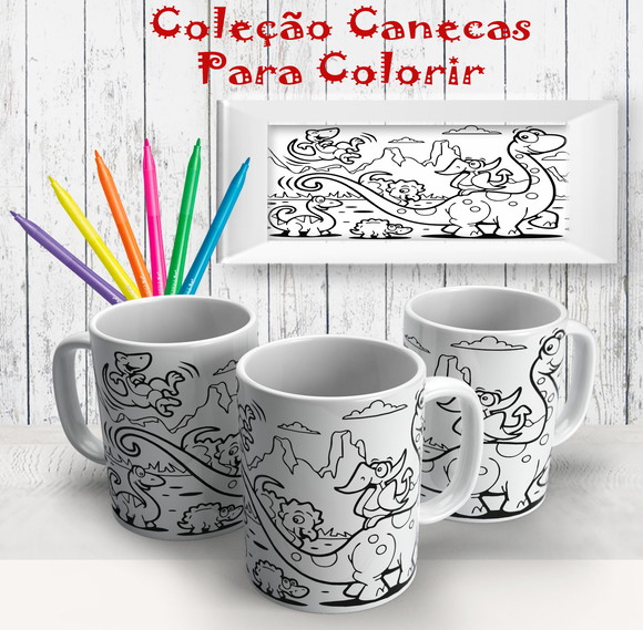 Caneca de Porcelana Dinossauro para Pintar