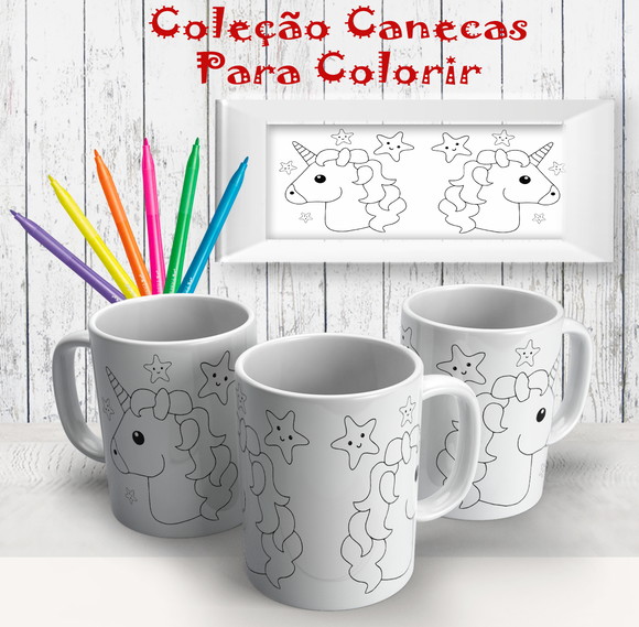 Caneca de Porcelana Unicórnio para Pintar
