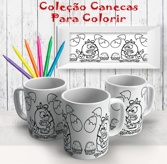 Caneca de Porcelana Galinha Pintadinha para Pintar