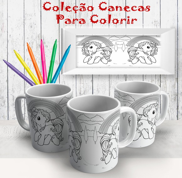 Caneca de Porcelana Pônei para Pintar