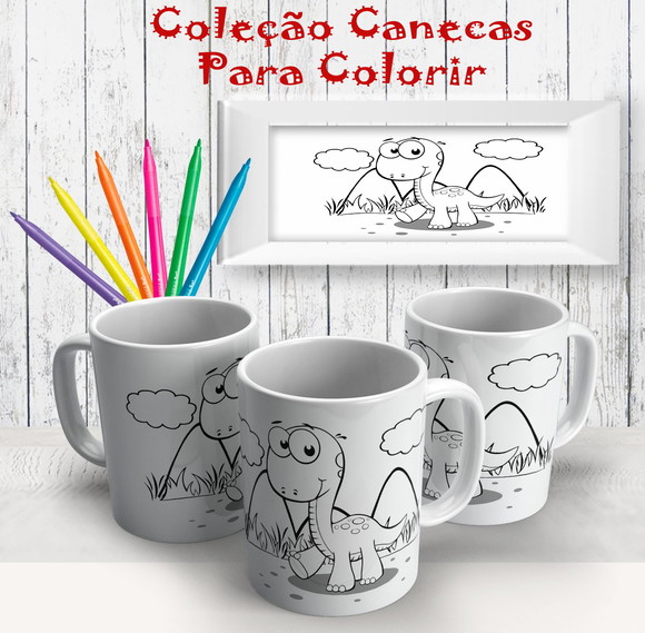 Caneca de Porcelana Dinossauro para Pintar