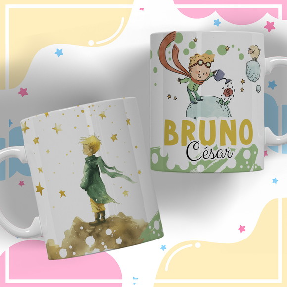 Caneca Personalizada de Polímero Pequeno Príncipe