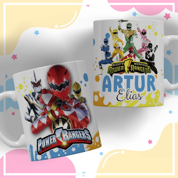 Caneca Personalizada de Polímero Power Rangers