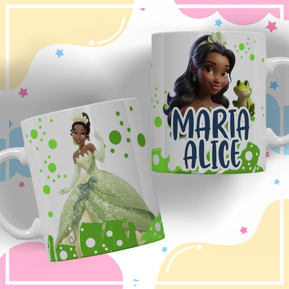 Caneca Personalizada de Polímero Princesa Tiana