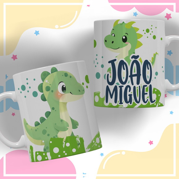 Caneca Personalizada de Polímero Dinossauro