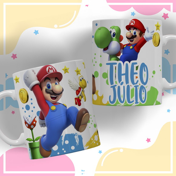 Caneca Personalizada de Polímero Super Mario Bross