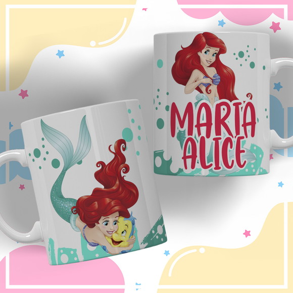 Caneca Personalizada de Polímero Pequena Sereia