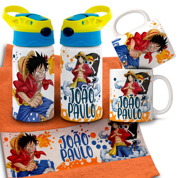 Kit Caneca , Garrafinha e Toalhinha One Piece