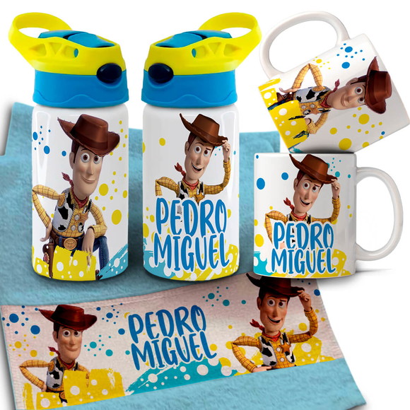Kit Caneca , Garrafinha e Toalhinha Toy Story