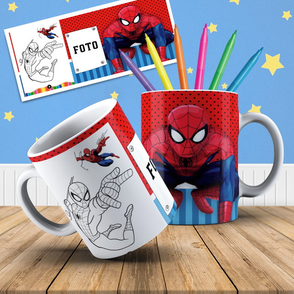 Caneca de Porcelana Homem Aranha para Pintar