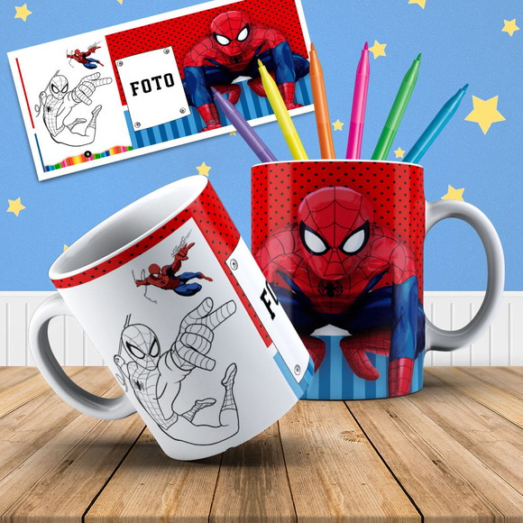 Caneca de Porcelana Homem Aranha para Pintar