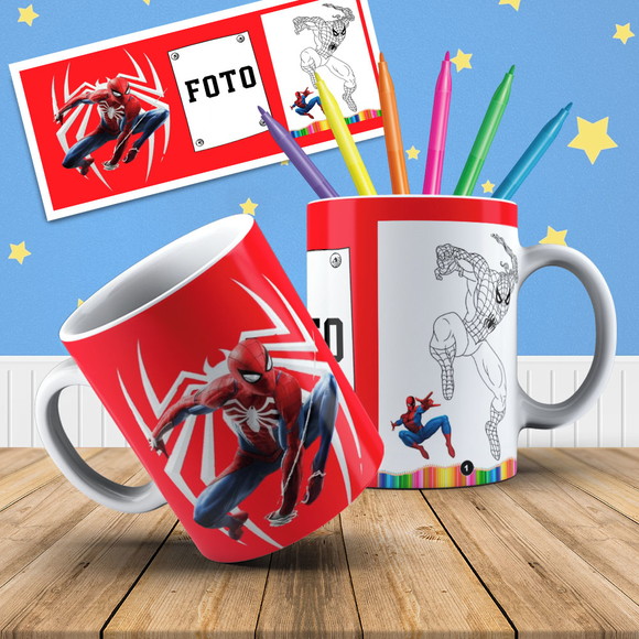 Caneca de Porcelana Homem Aranha para Pintar