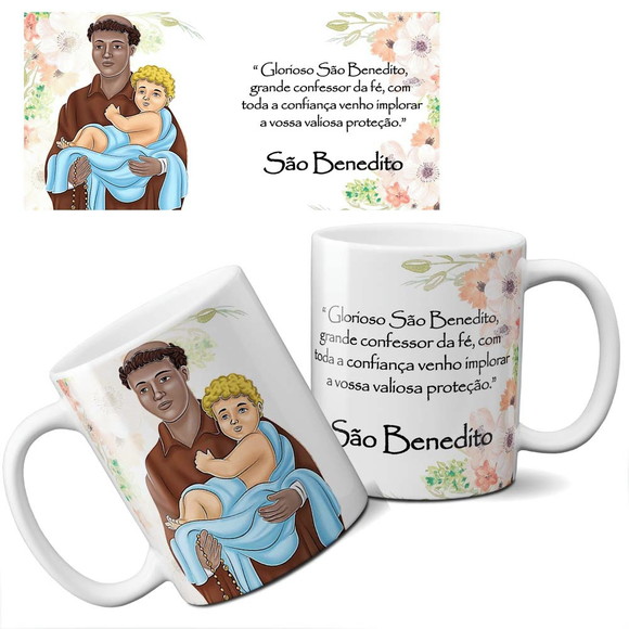 Caneca Personalizada de Porcelana São Benedito