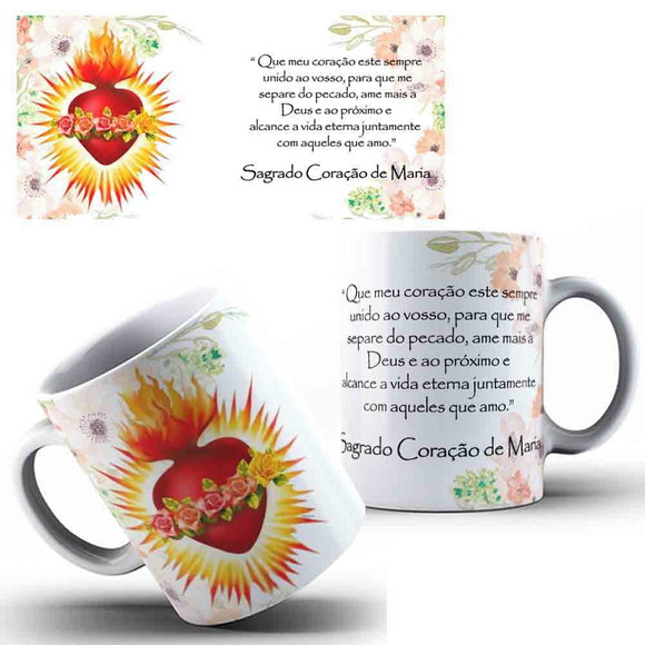 Caneca Personalizada de Porcelana Sagrado Coração de Maria