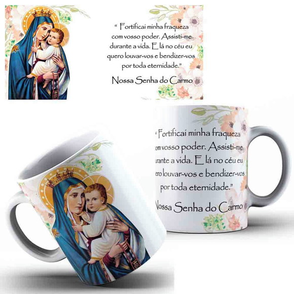 Caneca Personalizada de Porcelana Nossa Senhora do Carmo