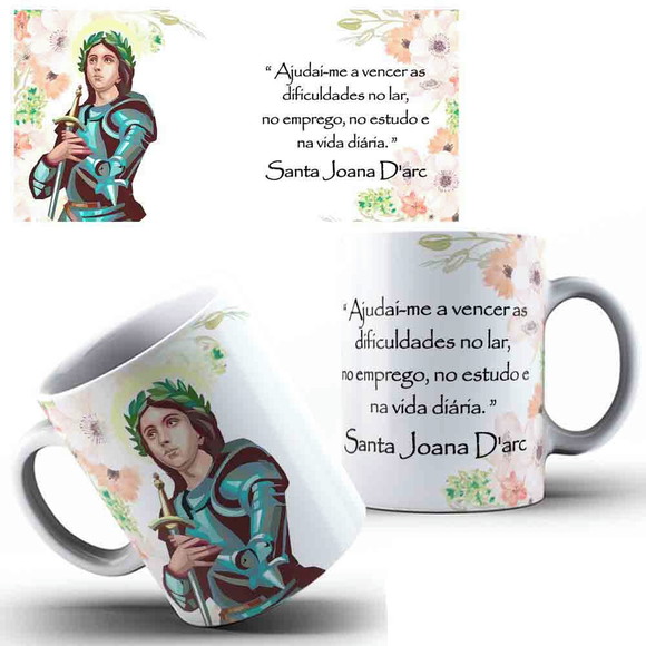 Caneca Personalizada de Porcelana Santa Joana D'arc