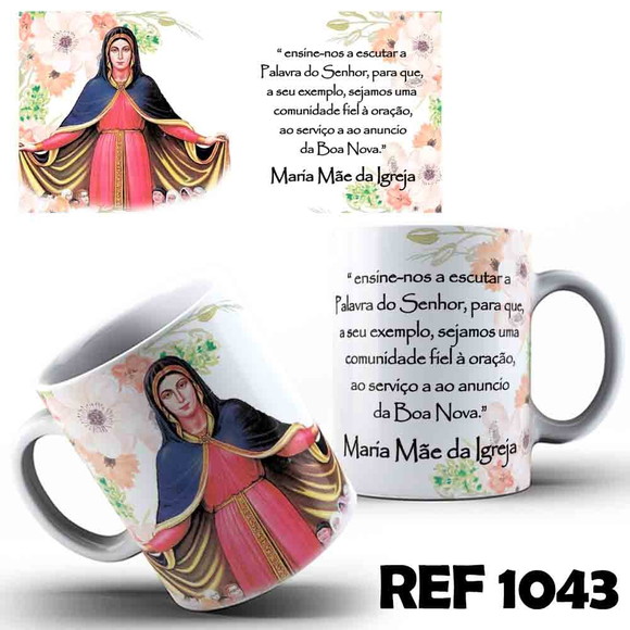 Caneca Personalizada de Porcelana Maria Mãe da Igreja