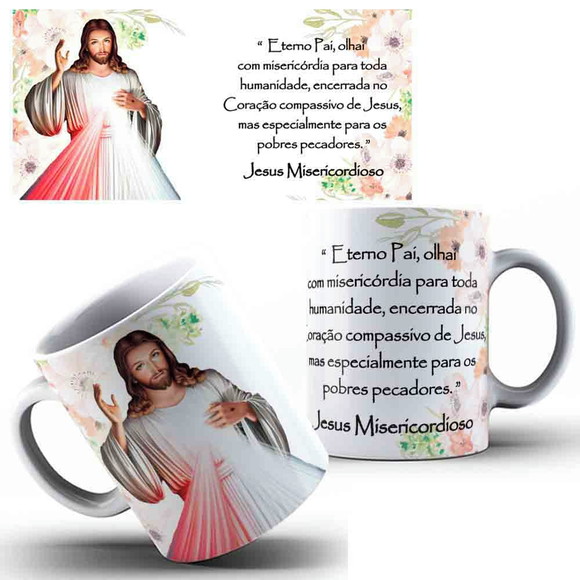 Caneca Personalizada de Porcelana Jesus Misericordioso