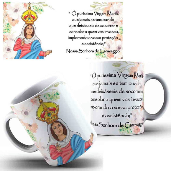 Caneca Personalizada de Porcelana Nossa Senhora Cravaggio